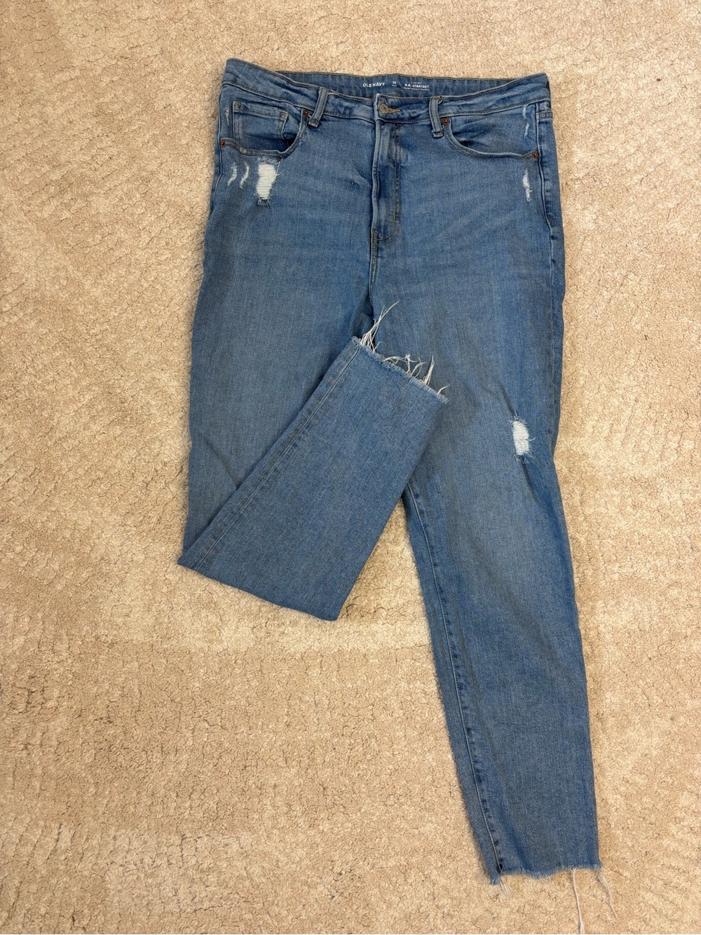 Old Navy Blue Straight-Leg Distressed Jeans